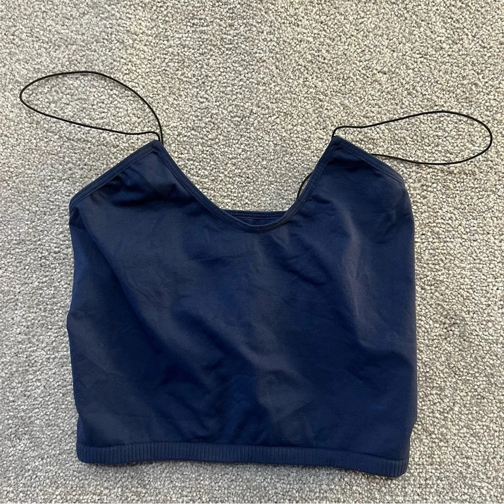 Free People Intimately Skinny Strap Brami Crop Top Blue XS/S
